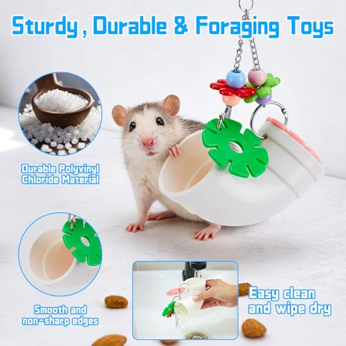 AOWPFVV Rat Enrichment Toys,Hanging Rat Foraging Toy for Cage Accessories | Slow Feeder Fancy Cage Puzzle Toy for Rats & Mice&Birds,Boredom Breaker and Keep Teeth Health