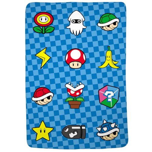 Super Mario Bros. Kids Bedding Super Soft Cozy Throw Blanket, 62 in x 90 in, (Officially Licensed Product) By Franco Kids - color: Super Mario Checkered, size: 62 in x 90 in