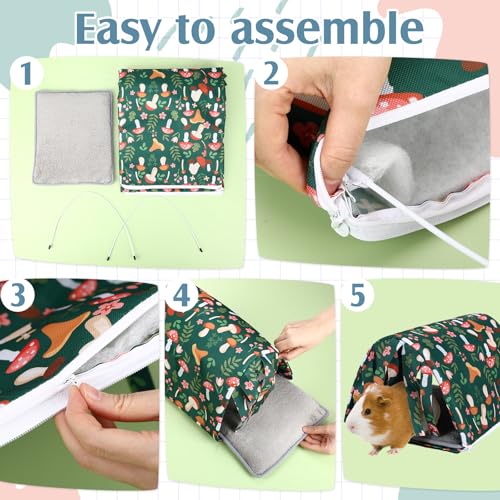 Abbylike 2 Pack Guinea Pig Hideout Washable Guinea Pig Tunnel and Soft Rabbit Bed Small Animals Cage Accessories for Hamster Chinchilla Ferret Bunny
