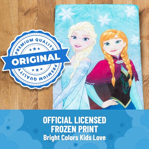 Jay Franco Disney Frozen Sparkle Slumber Sack - Cozy & Warm Kids Lightweight Slumber Bag/Sleeping Bag - Featuring Anna and Elsa (Official Disney Product) - color: Blue - Frozen