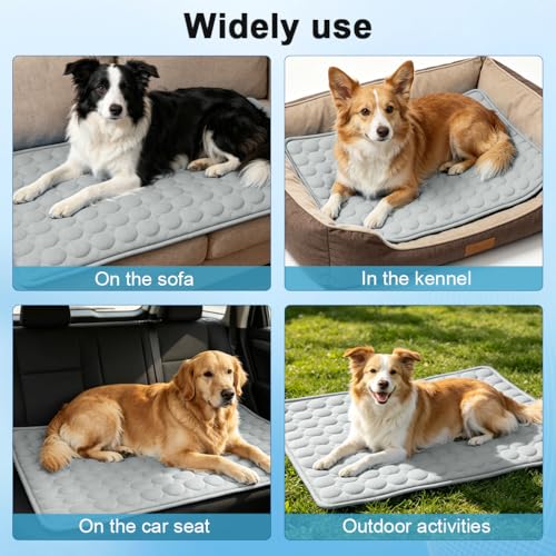 2026 Arc-Chill Upgraded Dog Cooling Mat Q-Max>0.4 Pet Cooling Pad | Non-slip Dog Bed Mats Washable Cooling Mat for Dogs Cats Instant Cool Relief for Indoor Floor Sofa, Outdoor Garden& Car Seats - color: Grey, size: 28x22 in