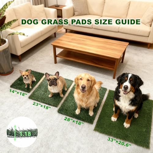 Dog Grass Pee Pad for Training, 33"x 20.6" Reusable Washable Replacement Artificial Grass for Potty Tray, Indoor/Outdoor Turf Grass, Realistic Fake Grass for Dogs (Pack of 2) - size: 33×20.6 Inch(Pack of 2)