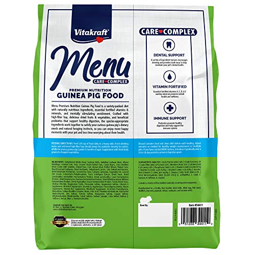 Vitakraft Menu Premium Guinea Pig Food - Alfalfa Pellets Blend - Vitamin and Mineral Fortified - size: 5 Pound (Pack of 1)