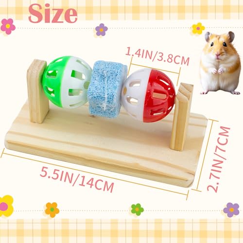 Hamster Enrichment Bell Ball Toys, Natural Guinea Pig Chewing Calcium Stone for Teething, Interactive Wooden Small Anima Cage Toys for Rats, Syrian & Dwarf Hamsters Playing Teeth Grinding - color: Enrichment Toy