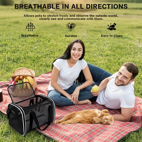 Cat Carrier Dog Carrier Pet Carriers Soft-Sided Cats Bag Animal Carriers Puppy Carrying Bag TSA Airline Approved Small Dog Carrier Soft Sided, Collapsible Travel Carriers for Big Cats(Up to 16lbs), - color: white, size: 17*11*11