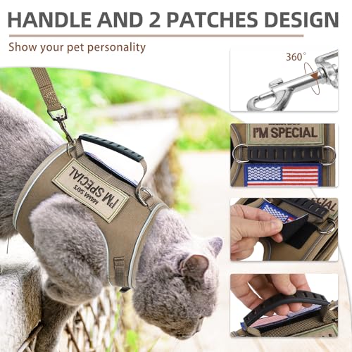 PUPTECK Soft Mesh Cat Vest Harness and Leash Set Puppy Padded Pet Harnesses Escape Proof for Cats Small Dogs Rabbits Bunny, Tactical Yellow, M - color: Brown(Tactical), size: M(NECK 7", CHEST 10.5", 4-6 lbs)