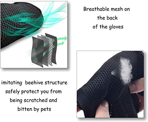 Gentle Deshedding Pet Grooming Mitt - Efficient Hair Remover Brush for Dogs, Cats, Horses with Long & Short Fur (1 Pair) - color: Green