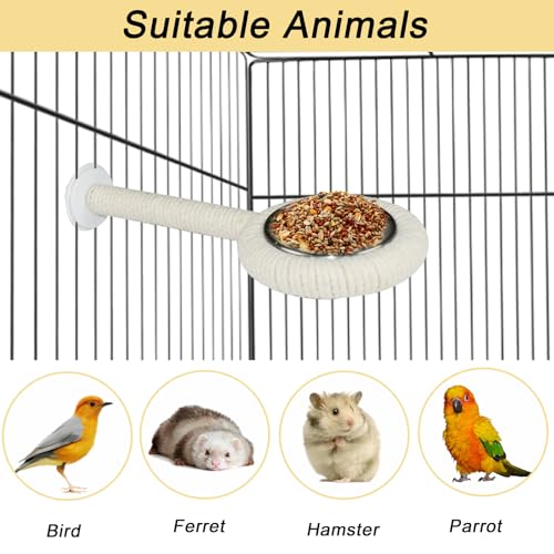 ASOCEA Bird Perch Feeding Cup,Bird Bowls for Cage Parakeet Feeder Parrot Food Bowls Parrot Cage Accessory for Budgie Lovebird Cockatiel Parakeet Canary Finch Small Parrots,Beige - color: beige bird feeding cup
