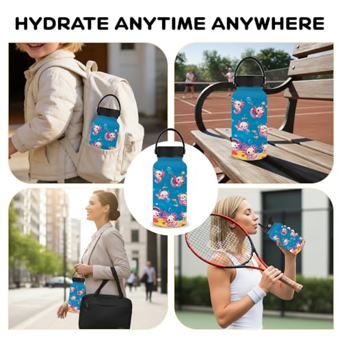 Gifts for Salamander Lover, 25oz Salamander Water Bottle with Straw Lid & Direct-drink Lid- Cute Salamanders Insulated Water Bottles, BPA-free Leakproof Sports Waters Bottle for School Travel,Gift Cup - color: Pink salamander