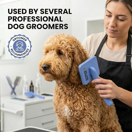 Slicker Brush for Dogs, Pet Grooming Brushes for Doodles & Poodles, Large | Best Brush For Long Haired Dogs, Dematting Comb & Deshedding Tools For Goldendoodle Coats, Puppy Matting Grooming Supplies - size: Large