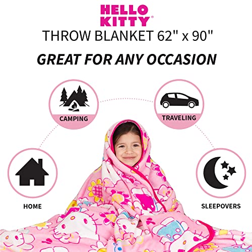 Franco Kids Bedding Super Soft Plush Throw Blanket, 62 in x 90 in, Hello Kitty - color: Hello Kitty, size: 62 in x 90 in