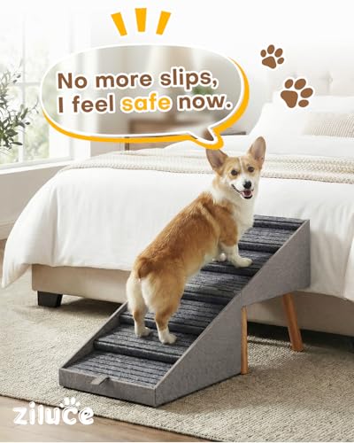 Split Ottoman Dog Ramp for Bed and Couch, 21.06" H Non Slip Dog Stairs for Small Medium Large Dogs Cats Puppies Joint Support, 2 in 1 Foldable Wooden Pet Steps for Senior/Injured Dogs, Space Saving - size: 21.06" H-Hemp Green