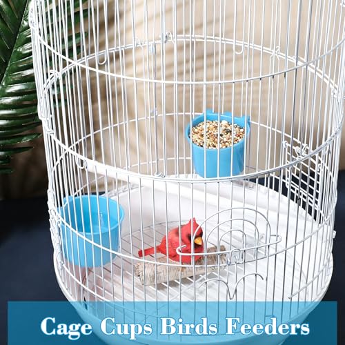 Sumind 60 Pcs Cage Cups Chicken Feeder Birds Hanging Feeders Seed Bowl 8 oz Plastic Water Bowl Hanging Chicken Waterer Feeding Watering Dish Coop Cups for Parrot Parakeet Poultry(Light Blue) - color: Light Blue