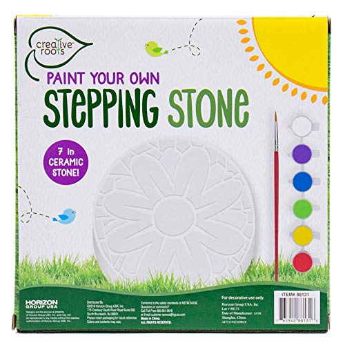 Creative Roots Mosaic Flower Garden Stepping Stone Kit, Includes 7-Inch Ceramic Stone & 6 Vibrant Paints, DIY Stepping Stone Kit for Kids Ages 6+ - style: Flower