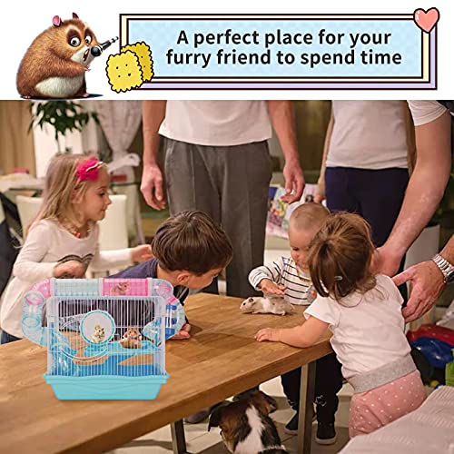 Hamster Cages and Habitats, A Wire Rat Cage with a Large Space for Dwarf Hamsters, Guinea Pig, Gerbils, Mouse or Other Small Animal Cage. - color: Blue