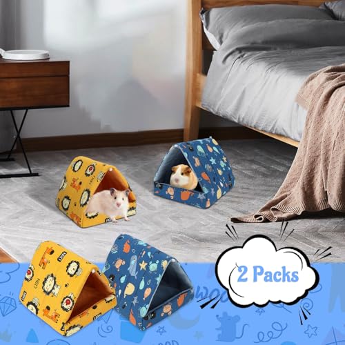 YUEPET 2 Pack Guinea Pig Bed, Washable Guinea Pig Hideouts | Guinea Pig House, Soft Plush Fabric, Washable Beds, Hanging Cage Design, Ocean & Lion-Deer Themes - color: Lion and Whale