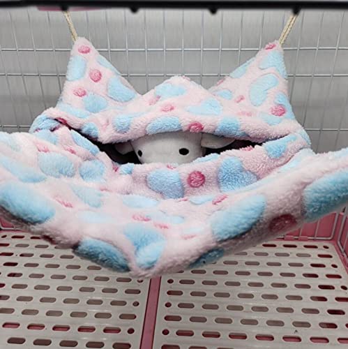 ISMARTEN Small Animal Hanging Hammock, Pet Hanging Nap Sack Sleep Bag Bed, Cage Hammock Beds for Ferret Guinea-Pig Sugar Glider Hamster Rat Mice Chinchilla Flying Gerbil and Squirrel (Pink) - color: Pink