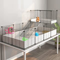 Oneluck Guinea Pig Cage,Indoor Habitat Cage with Waterproof Plastic Bottom,Playpen for Small Pet Bunny, Turtle, Hamste, Loft and Partition - color: Loft & Partition cage