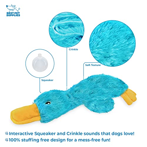 Best Pet Supplies Interactive Squeaky Dog Chew Toy, Ideal Dog Toys for Chewers, Small, Medium & Large Dogs, and Fetch Lovers - Crinkle Duck (Yellow, Purple & Turquoise), Large - color: Crinkle Duck (Yellow, Purple & Turquoise), size: Large
