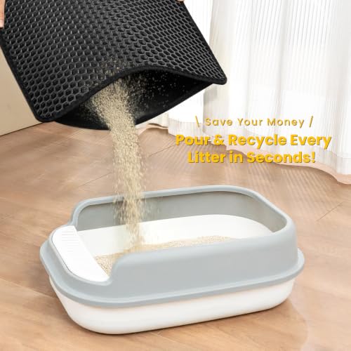 Cat Litter Mat, Upgrade Super Waterproof Back Layer Litter Box Mat, Non Slip, Durable, Soft on Paws Kitty Trapping Matt (24"x18", Black) - color: Black