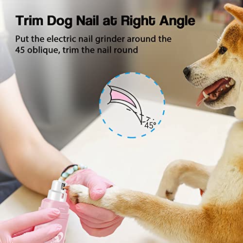 Casfuy Dog Nail Grinder Upgraded - Professional 2-Speed Whisper-Quiet Electric Pet Nail Trimmer Painless Paws Grooming & Smoothing for Small Medium Large Dogs & Cats - color: C-Pink