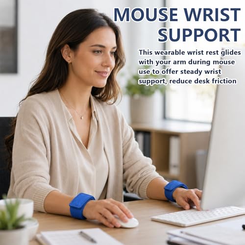 2 Pack Adjustable Wearable Mouse Wrist Rest with Soft Beads,Wrist Pad for Keyboard,Carpal Tunnel Pain Relief,Computer Gaming Office Typing,Computer Accessories for Desk