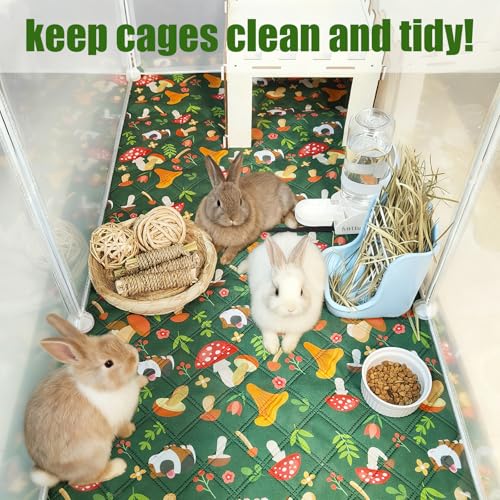 2 Pcs Guinea Pig Cage Liners 47 x 24 Washable Cage Pads Rabbit Bedding Reusable Absorbent Pee Pads for Small Animals Bunny Ferret Chinchilla Hamster (Green, 47×24'') - size: 2 Pcs 47×24''
