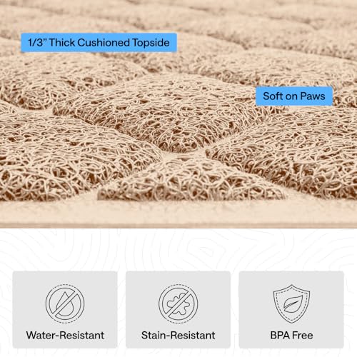 GORILLA GRIP Cat Litter Box Mat, Cushioned Coil Mesh Litter Trapping Mats, Scatter Control Supplies for Less Mess, Phthalate Free, Ultra Deep Catch Grooves, Rinse or Vacuum to Clean, 24x17 Beige - color: Beige, style: Small (24" x 17")