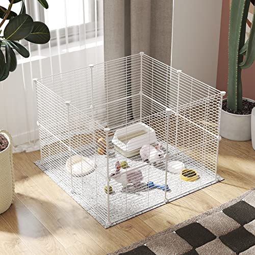 C&AHOME Pet Playpen, Small Animals Supplies, 16 Panels, 12" × 15", White | Exercise Playpens Cage, C Grids Portable Yard Fence Indoor, Guinea Pigs, Puppy Pet Products, DIY Metal - color: White, style: 16 Panels