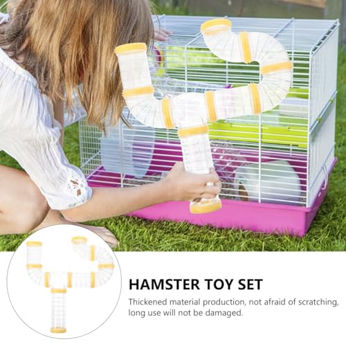 Mipcase Hamster Tubes and Tunnels Kit 2Pcs Transparent DIY Rat Maze Tunnel Expand Cage Playground for Small Animals 6.10X4.72X2.36In