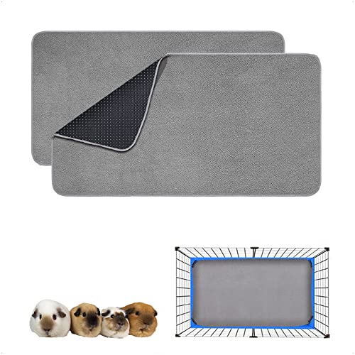 Guinea Pig Bedding, Cage Liners, Washable, Reusable & Leakproof | Premium Fleece Material, Instant Absorbent, Anti-Slip Bottom, Ideal Pee Pads for Small Animals. - size: 15''x29'' (2 Pack)