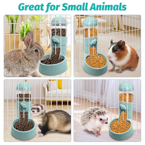 Tfwadmx Rabbit Hanging Auto Food Dispenser Pet Cage Suspended Food Bowl Chinchilla Gravity Detachable Feeder for Puppy Kitten Bunny Ferrets Guinea Pig (Blue)