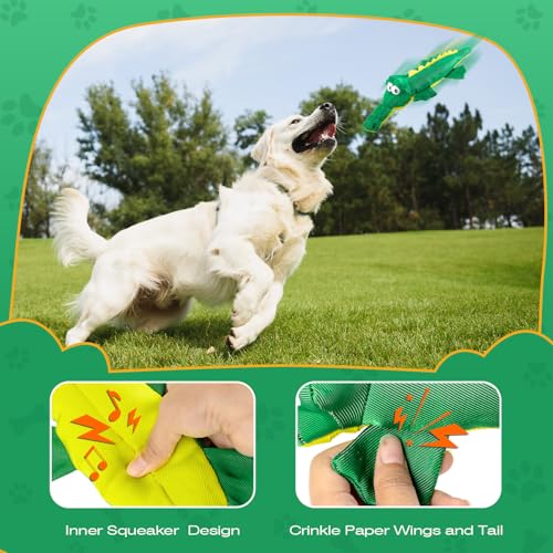 Sedioso Dog Plush Toy for Aggressive Chewer, Though Large Stuffed Animal Dog Toys, Upgrade 10 Times Durablities Dyneema Dogs Squeaky Toy, Big Dogs Toys for Small, Medium, Large Breed(Crocodile)