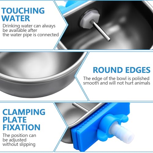 Potchen 10 Pcs Rabbit Water Bowls Nipple Drinker 2.56 x 2.36 x 1.18 Inch 304 Stainless Steel Rabbit Breeding Drinking Waterer Removable Hanging Bunny Water Bowl for for Cages Small Animals