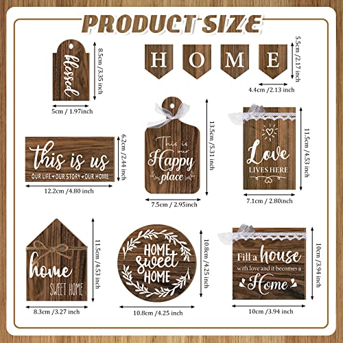 11 Pcs Home Tiered Tray Decor Sweet Home Rustic Farmhouse Tiered Tray Decorations Set Spring Wooden Signs Vintage Farm Animal Farmhouse Tabletop Wood Signs for Kitchen Table Shelf Decor - style: Vintage