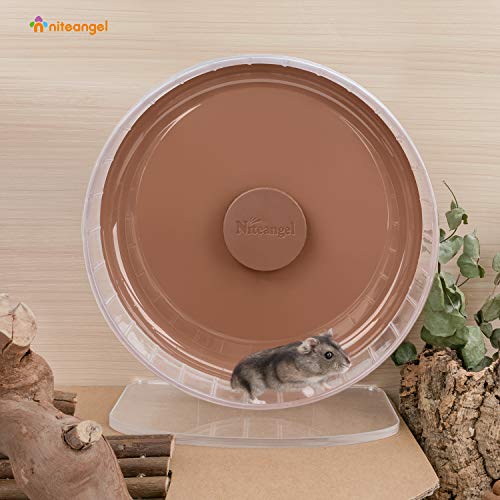 Niteangel Super-Silent Hamster Exercise Wheels: Quiet 10 inch Running Wheel | Can 10.6-13.4" Adjustable Height - No Bend Back Spinner Running for Dwarf Syrian Hamster Gerbils Mice Or Other Small Animal - color: Brown, size: Medium