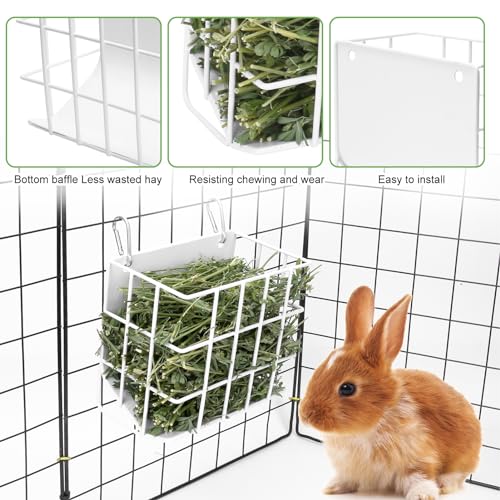 Rabbit Hay Feeder with Heavy-Duty Metal Frame Rabbit Hay Holder, Bunny Hay Feeder Guinea Pig Hay Holder,for Rabbits Guinea Pigs Bunny Chinchillas and Small Animals (White) - color: White, size: 1 piece