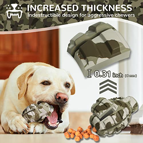 Dog Toys for Aggressive Chewers Large Breed, Fun to Chew (Camo) | German Shepherd, Indestructible Interactive Treat Dog Toys for Large Medium Breeds, Food Grade&Tough Rubber, Chase and Fetch - color: Camouflage color