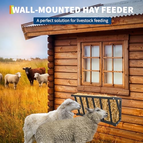 Garvee Hay Feeder for Horses, 27'' Long Hay Rack | with 16 Gallon Large Capacity, Heavy Duty Carbon Steel Wall Mounted Feeder Rack for Horses, Goats, Sheep in Stable and Farm - size: 27 inch