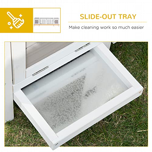 PawHut Rabbit Hutch, Bunny Cage, Guinea Pig House with Pull-Out Tray, and Divided Board for Rabbits, Chickens, Ducks, Indoor, White | Bunny Cage, Guinea Pig House, Divided Board, for Chickens Ducks, Indoor