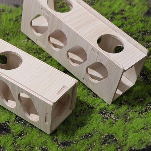 Hamster Wooden Tunnel, Pet Mouse Training Hideout Tunnel Small Animals Exploring Toy Natural Wood Rat Secret Peep Shed Tunnel