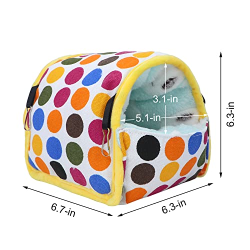 Wontee Hamster Bed Hideout Sugar Glider Hammock Small Animal Warm Bed House for Hamsters Hedgehogs Sugar Glider Gerbils Mice (Large, Colorful Dots) - color: Colorful Dots, size: Large