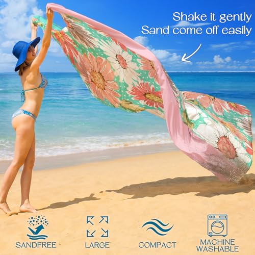 BYDOLL Beach Blanket Waterproof Sandproof,78''X81''/78''X110'' Large Sand Free Oversized Lightweight Sand Resistant Blanket, Picnic Mat for Beach Travel Camping Hiking Essentials - color: Flowers, size: 78''X81"
