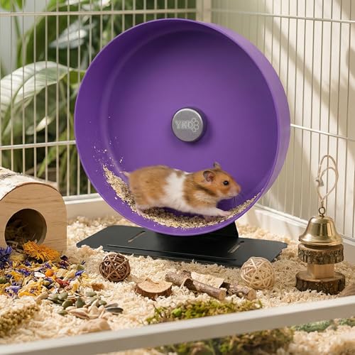 11.8" Aluminum Alloy Silent Hamster Exercise Wheel | Noiseless Running Wheel for Syrian Hamsters, Fancy Rat, Hedgehogs and Small Pets (Base-Black) - color: Purple
