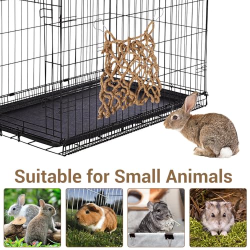 Rabbit Hay Feeder Bags, 2PCS Guinea Pig Feeding Net Bags Rabbit Treat Bags Feeder Net Set for Bunny Chinchilla Hamster Guinea Pig