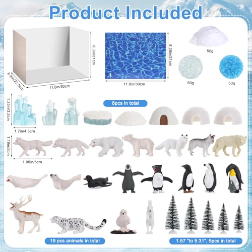 39 Pcs Arctic Animals Figurines Arctic Animals Habitat Diorama Project Set - style: Arctic