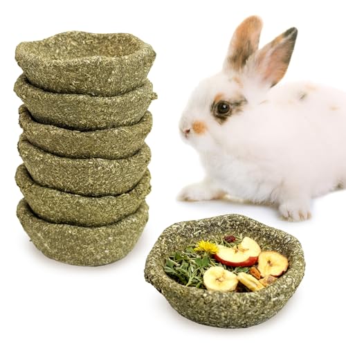 6 Pack Rabbit Chew Toys for Teeth Timothy Hay Chewing Bowl Natural Guinea Pig Treat Edible Small Animal Molar Toys for Bunny Chinchilla Hamster Gerbil Rat - color: Green