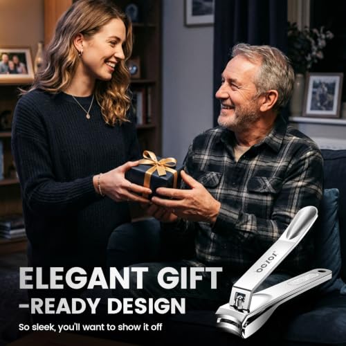 BEZOX Nail Clipper with Catcher - Silver | Splatter-Proof Fingernail Clipper and Toenail Clipper for Men, Women & Seniors – Sharp Blade, Premium Stainless Steel