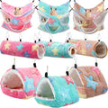 Abbylike 9 Pieces Rat Hammock 3 Tier Guinea Pig Ferret Hammocks Small Pet Hanging Tunnel Glider Toy Guinea Pig Ferret Hideout Bed Cage Accessories for Hamster (Green, Pink, Brown,Stars) - color: Green, Pink, Brown