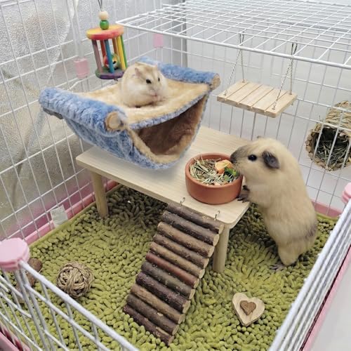 2 Pack Guinea Pig Hammock, Double Layer Rat Bed Soft Plush Hanging Pet Rat Cage Accessories for Squirrel Hamster Small Guinea Pig